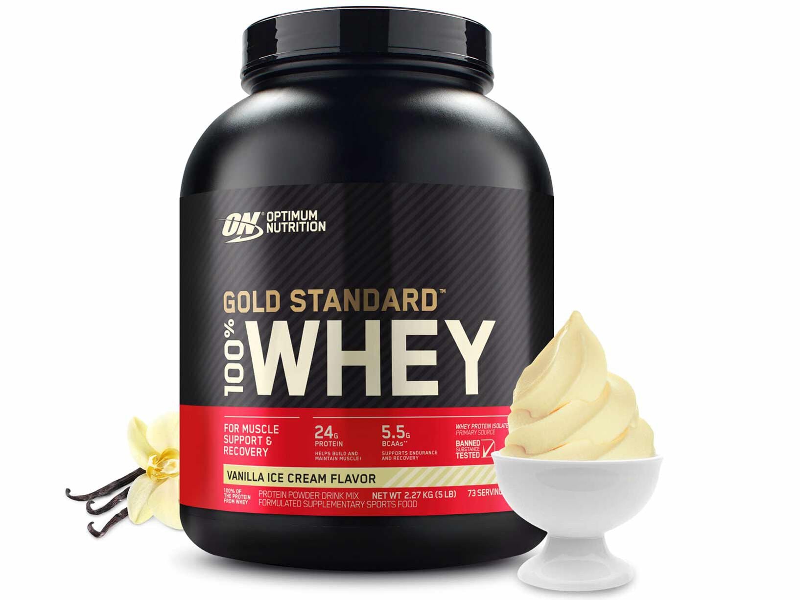 Optimum Nutrition Gold Standard 100% Whey Vanilla Ice Cream (5LBS)