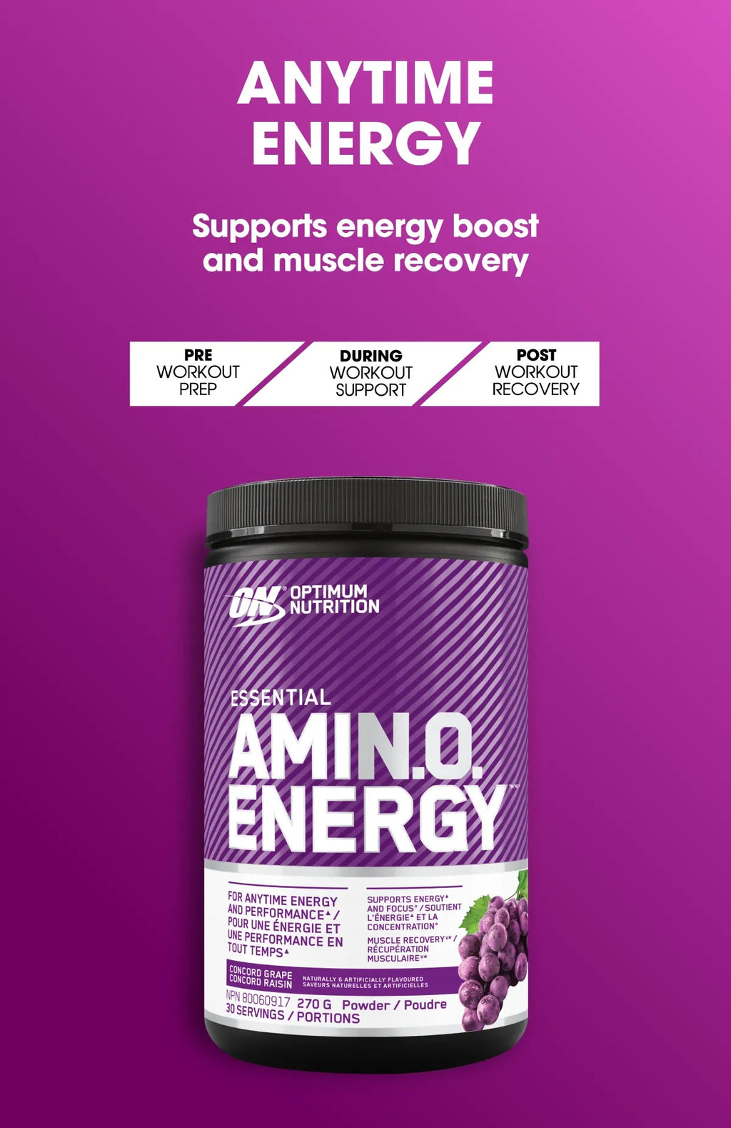 Optimum Nutrition Essential Amino Energy Concord Grape (270g)