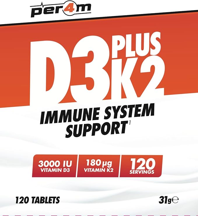 Per4m Vitamin D3 Plus K2 Tablets (120 Servings)