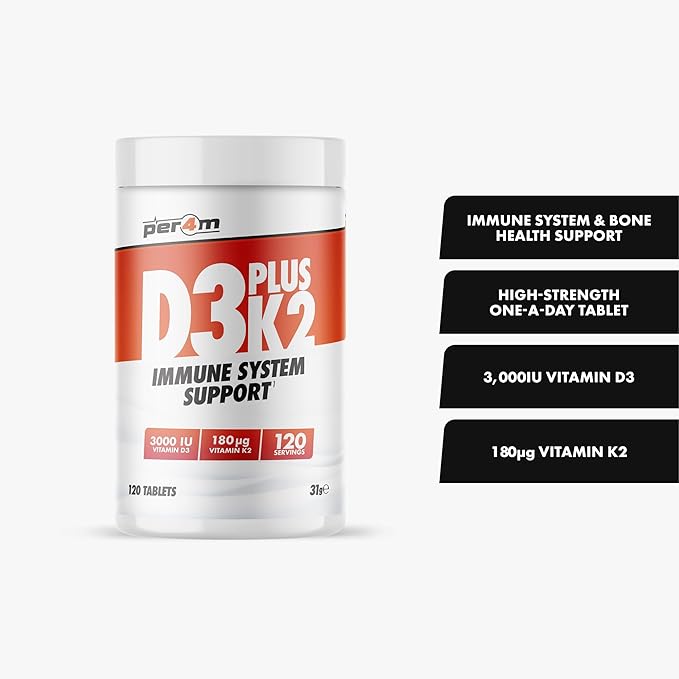 Per4m Vitamin D3 Plus K2 Tablets (120 Servings)