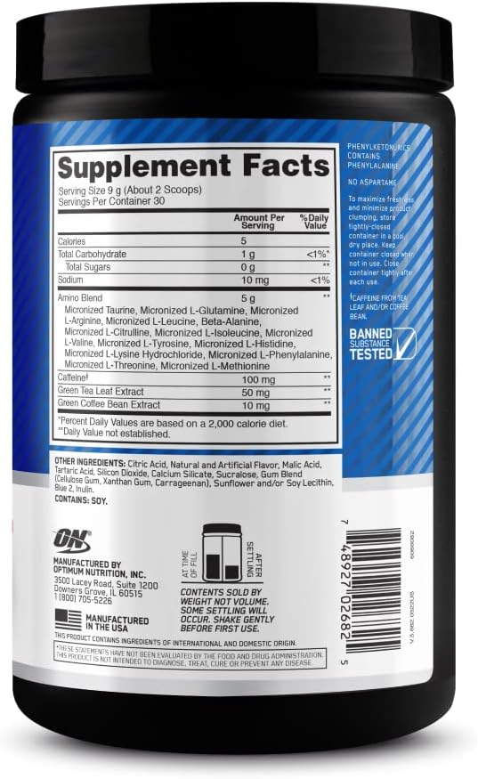 Optimum Nutrition Essential Amino Energy Blue Raspberry (270g)