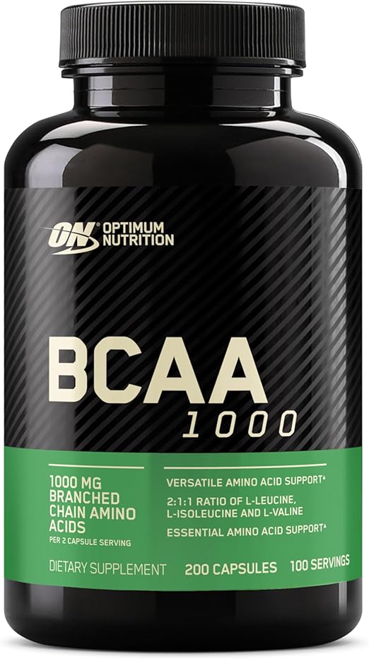 Optimum Nutrition Instantized BCAA Branched Chain Essential Amino Acids Capsules, 1000mg, 200 Capsules