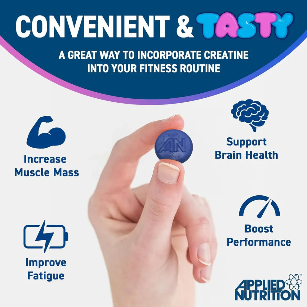Applied Nutrition Creatine Monohydrate Gummies Blue Raspberry (80 Gummies, 20 Servings)