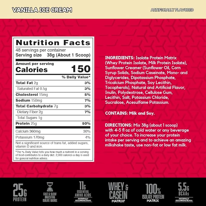 BSN SYNTHA-6® ISOLATE Vanilla Ice Cream (4LBS, 48 Servings)