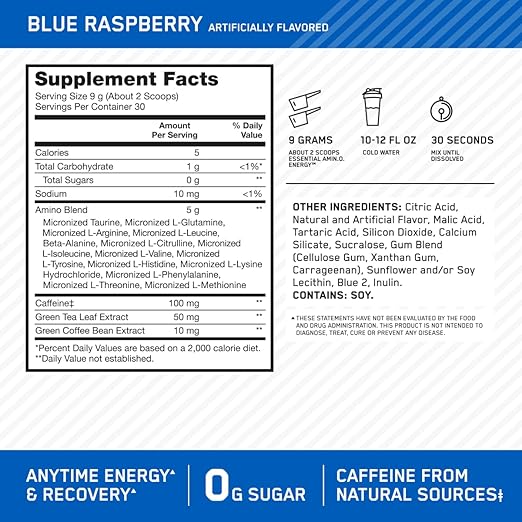 Optimum Nutrition Essential Amino Energy Blue Raspberry (270g)