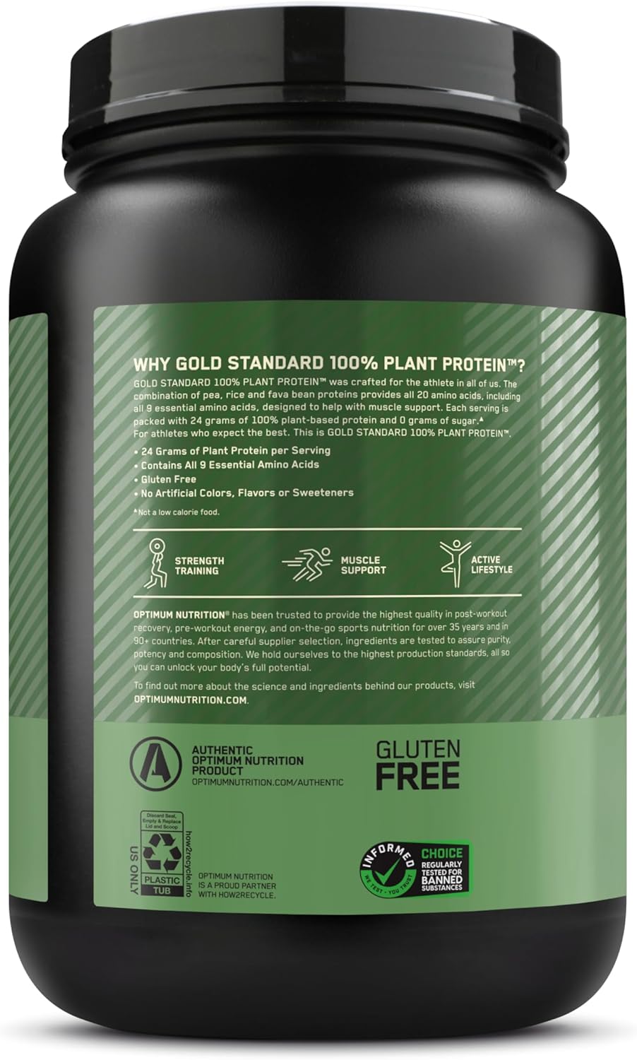 Optimum Nutrition Gold Standard 100% Plant Protein Rich Chocolate Fudge Flavour (1.76LBS)