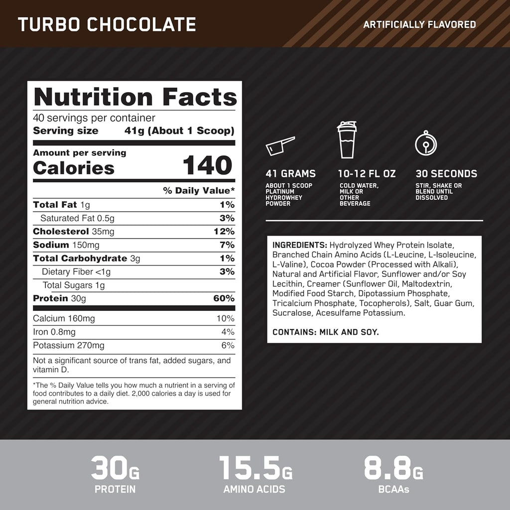Optimum Nutrition Platinum Hydrowhey Turbo Chocolate (3.61lb)
