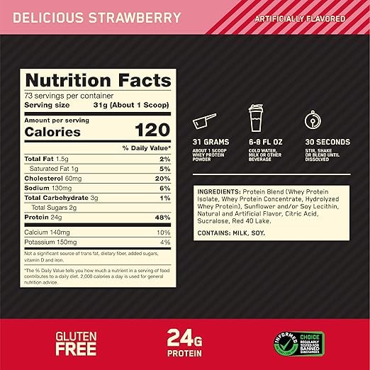 Optimum Nutrition Gold Standard 100% Whey Strawberry (5LBS)