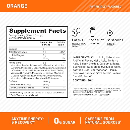 Optimum Nutrition Essential Amino Energy Orange Cooler (270g)