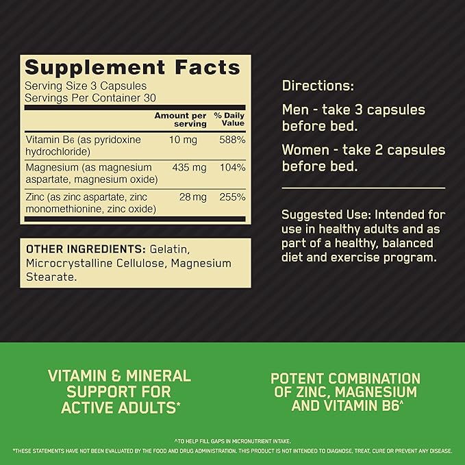 Optimum Nutrition Zinc Magnesium Aspartate ZMA® Capsules