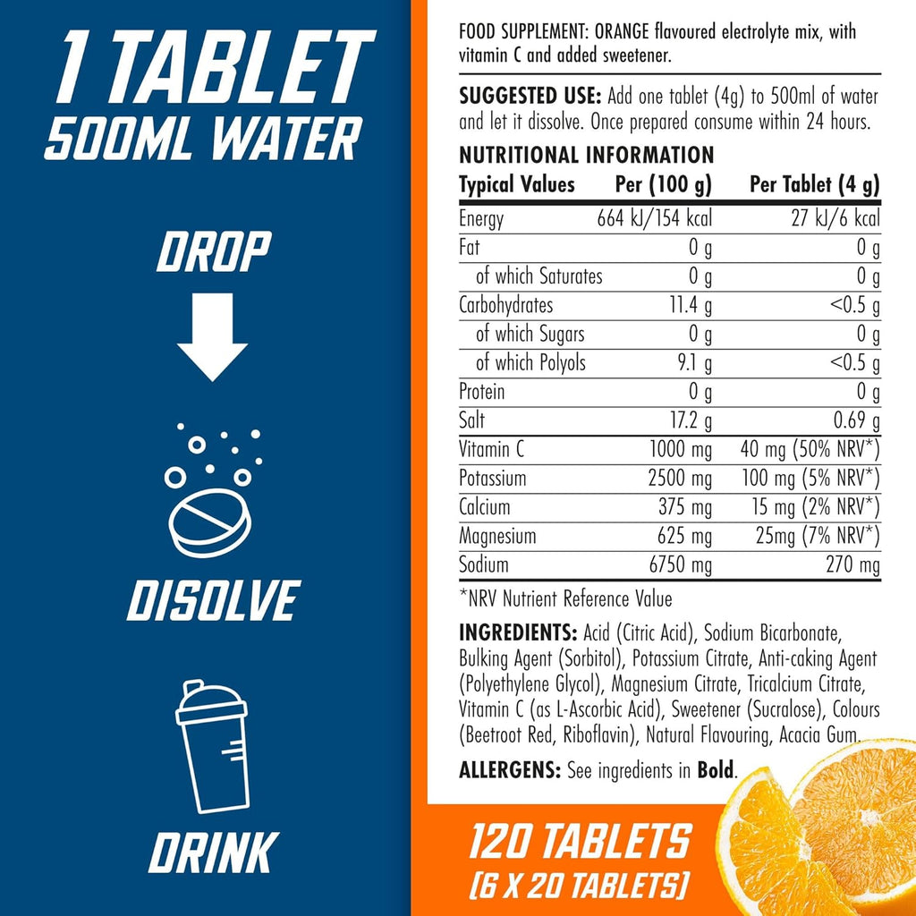 Applied Nutrition Endurance Hydration Electrolyte Tablets Orange (6 Tubes/Ctn)