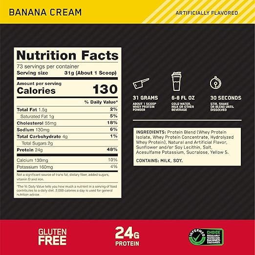 Optimum Nutrition Gold Standard 100% Whey Banana Cream (5LBS)