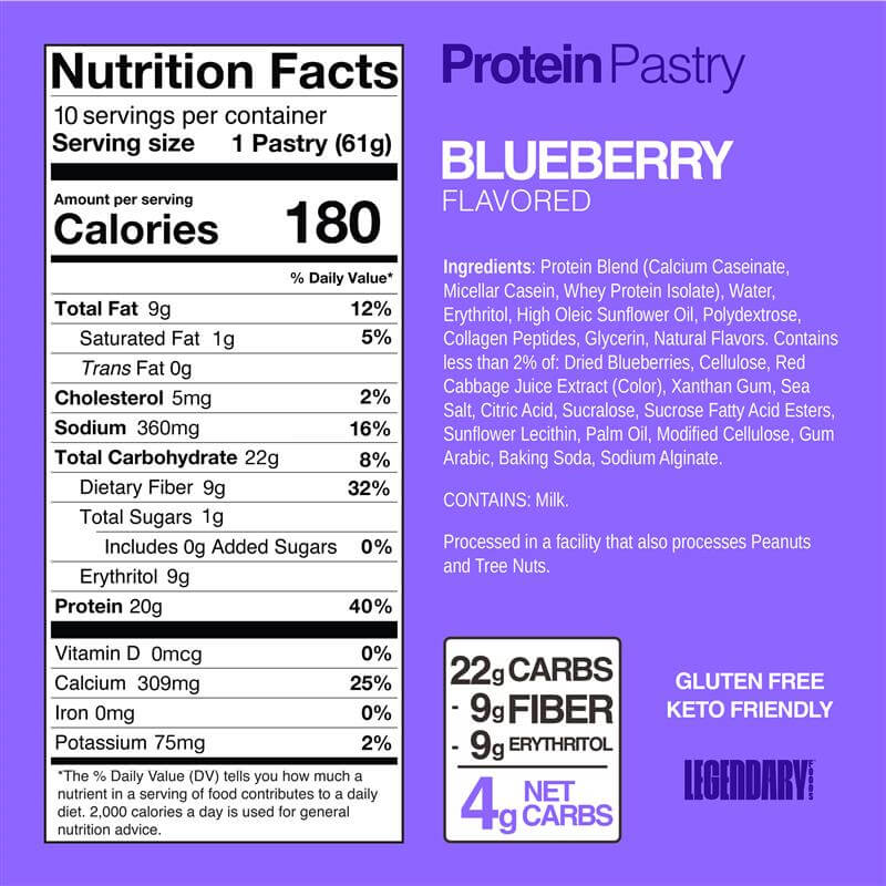 Legendary Foods Blueberry Protein Pastry (Box of 10)