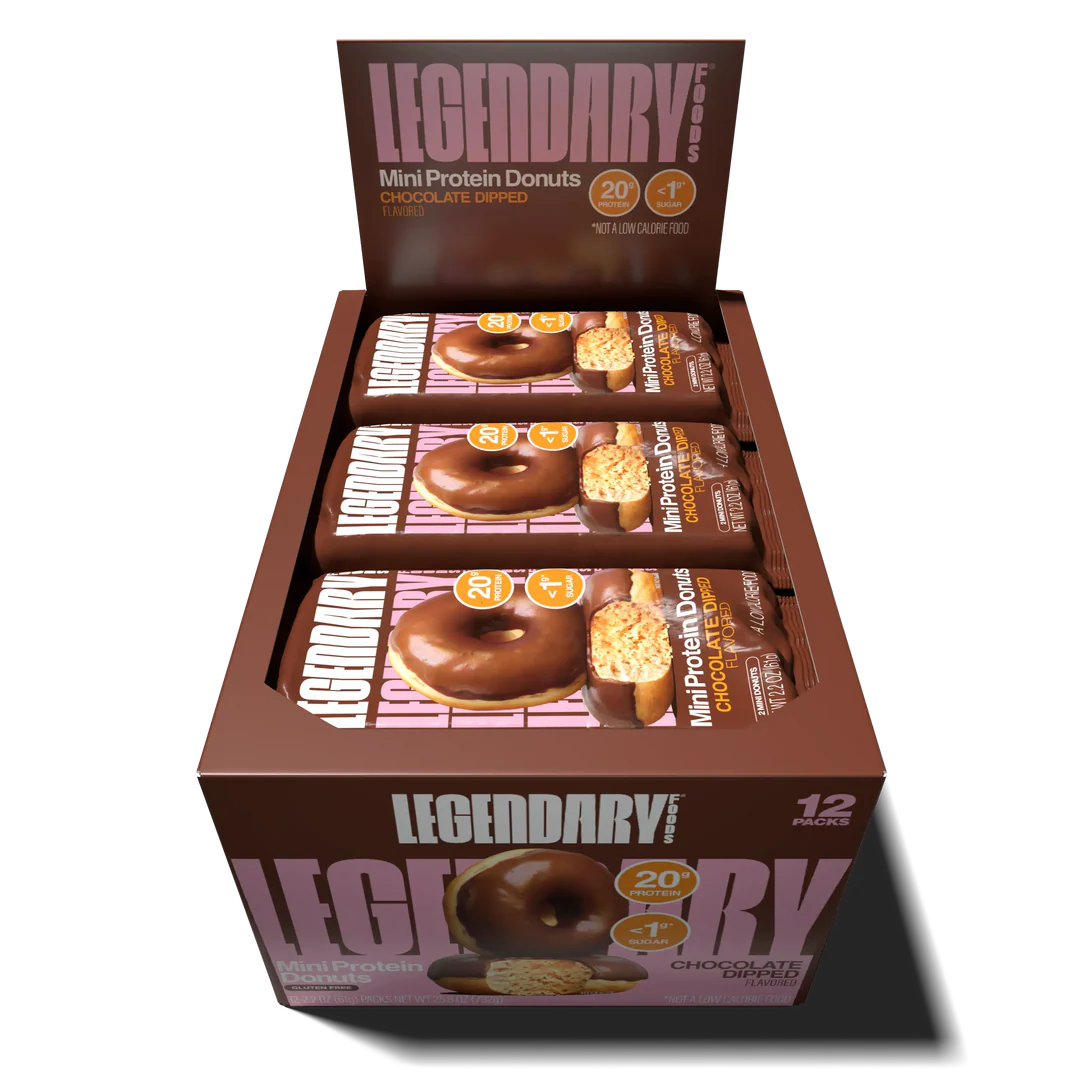 Legendary Foods Chocolate Dipped Protein Donuts (Box of 12)