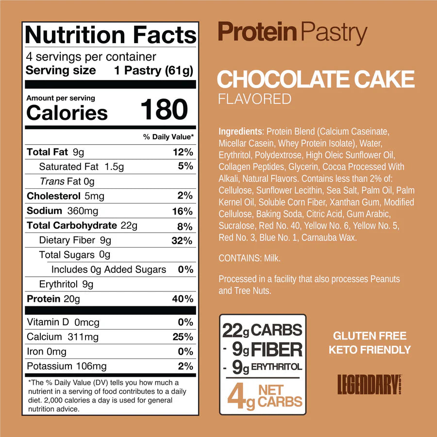 Legendary Foods Chocolate Cake Protein Pastry (Box of 10)
