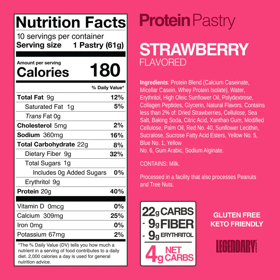 Legendary Foods Strawberry Protein Pastry (Box of 10)